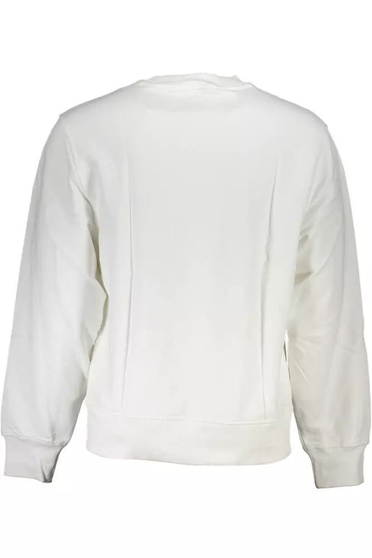 Calvin Klein Sleek White Cotton Sweatshirt with Logo Print