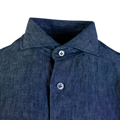 Lardini Dapper Denim-Effect Linen Shirt