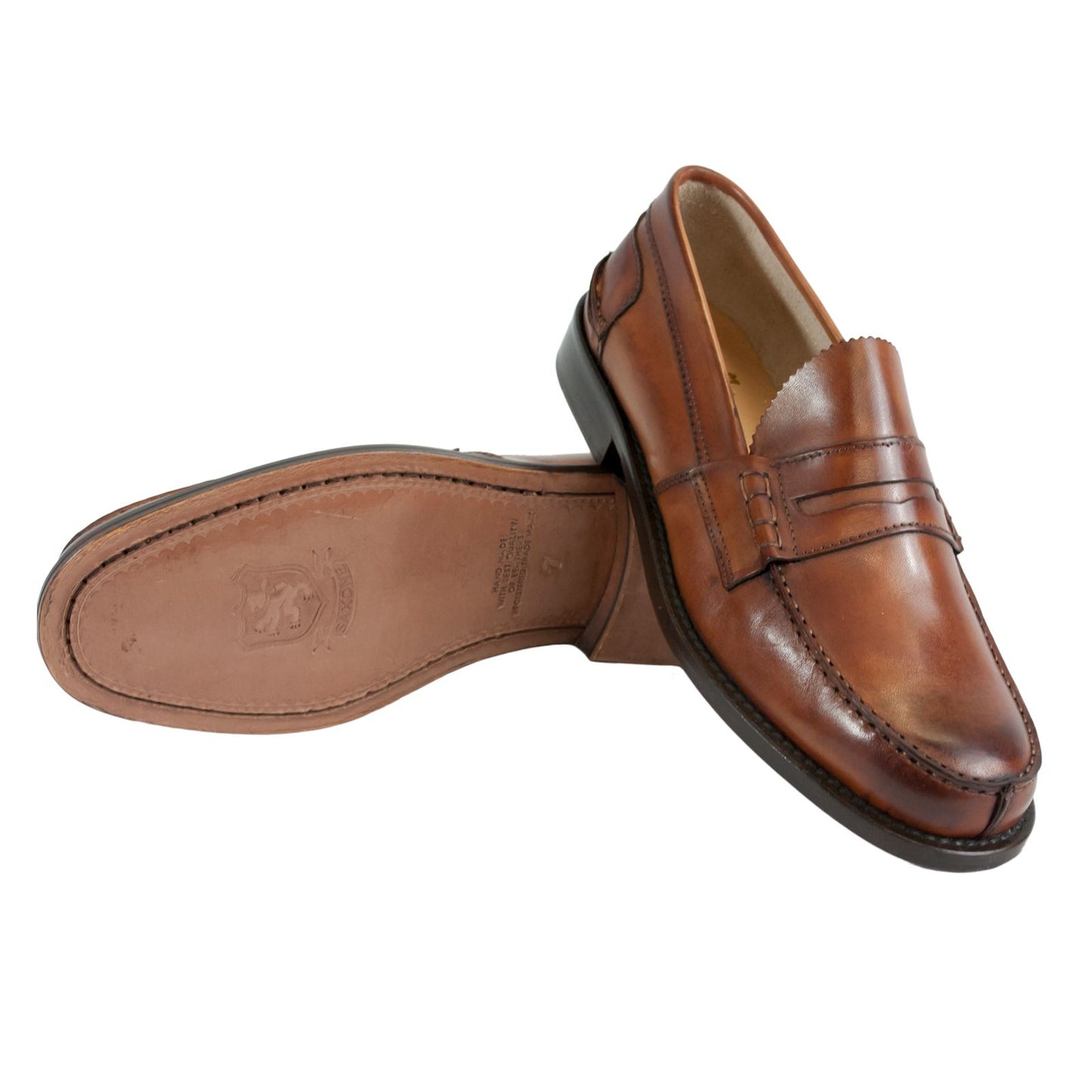 Saxone of Scotland Elegant Natural Calf Leather Loafers