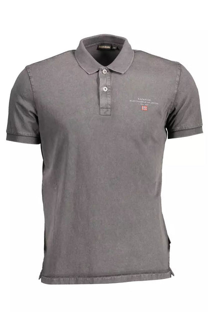 Napapijri Chic Gray Polo Shirt with Elegant Embroidery
