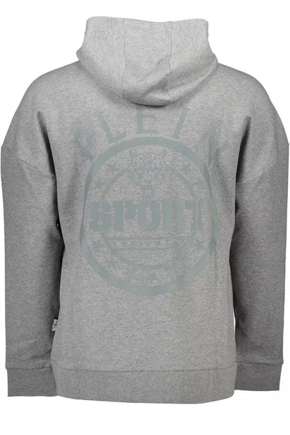 Plein Sport Sleek Grey Hoodie with Contrast Detailing