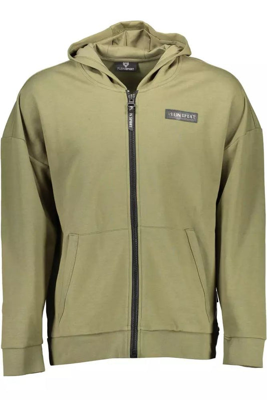 Plein Sport Emerald Zip-Up Hoodie with Contrasting Accents