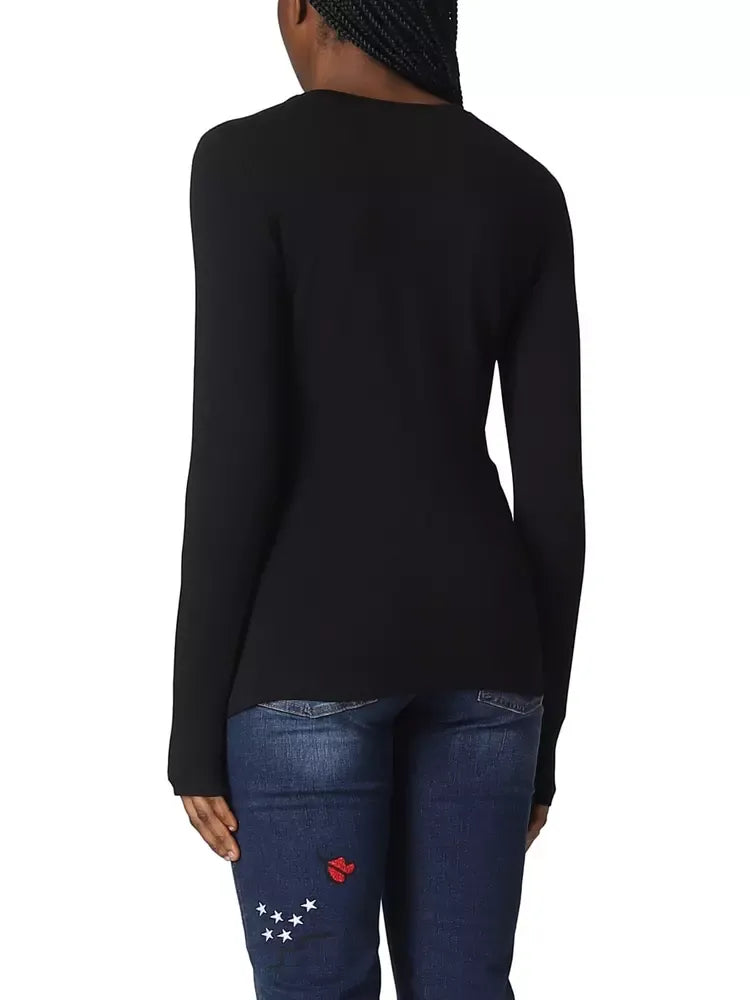 Love Moschino Elegant Long-Sleeved Cotton Logo Tee