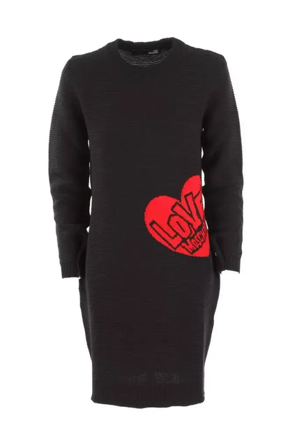 Love Moschino Chic Heart Pattern Knit Wool-Blend Dress