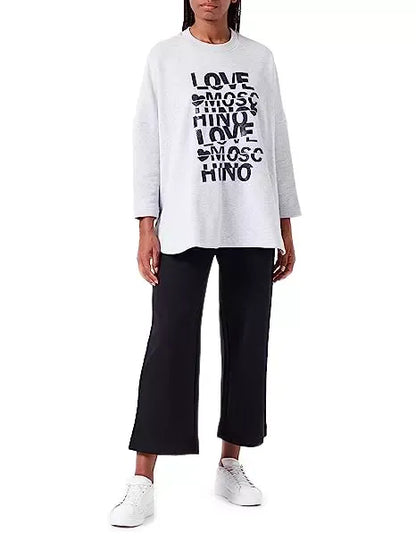 Love Moschino Glittered Cotton Oversized Sweatshirt - Grey