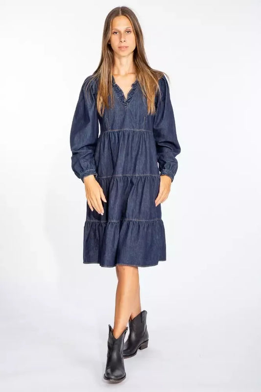 Love Moschino Elegant Dark Blue Denim Flare Dress