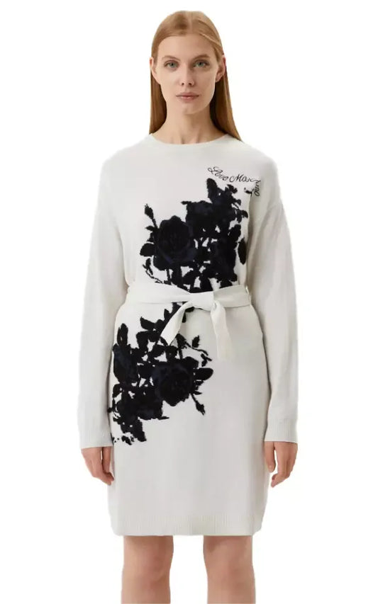 Love Moschino Elegant Embroidered Wool Blend Long Dress