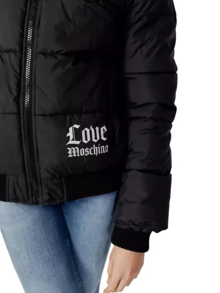 Love Moschino Chic Hooded Down Jacket with Signature Logo