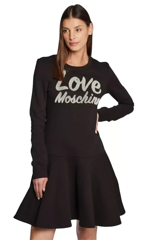 Love Moschino Chic Embossed Logo Cotton Blend Dress