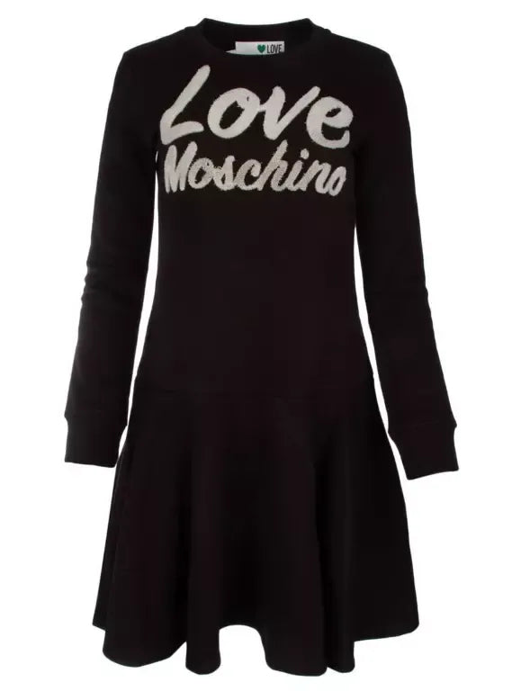 Love Moschino Chic Embossed Logo Cotton Blend Dress