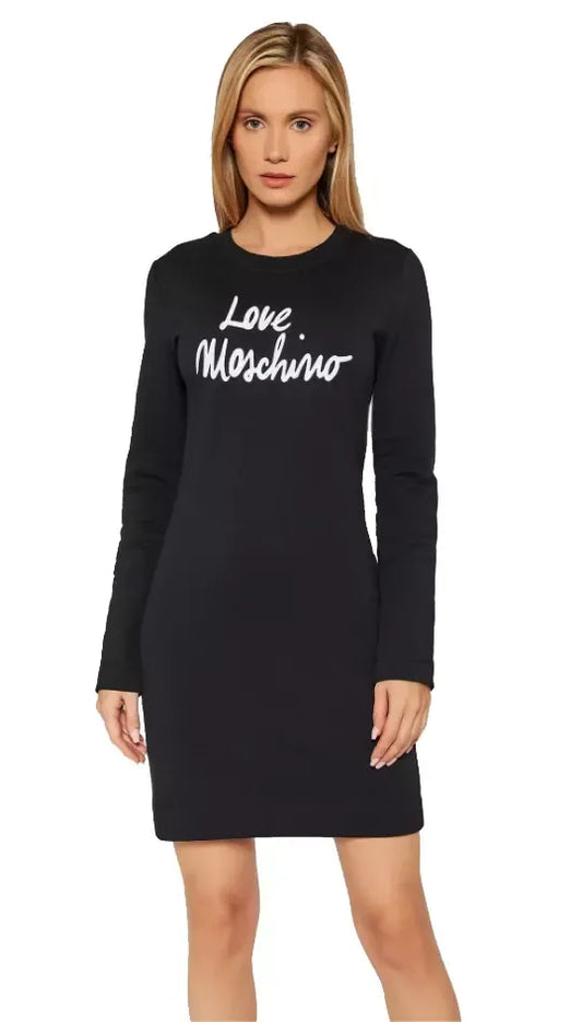 Love Moschino Chic Embossed Logo Cotton Blend Dress