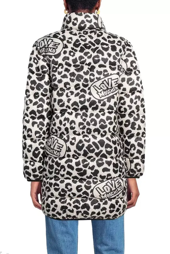 Love Moschino Chic Leopard Print Down Jacket