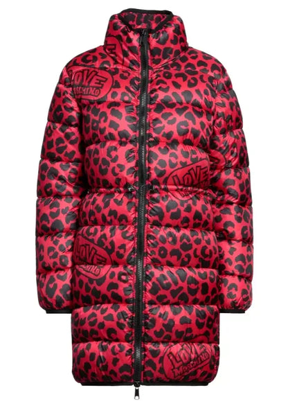 Love Moschino Chic Leopard Print Long Down Jacket