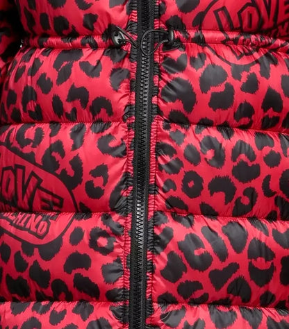 Love Moschino Chic Leopard Print Long Down Jacket