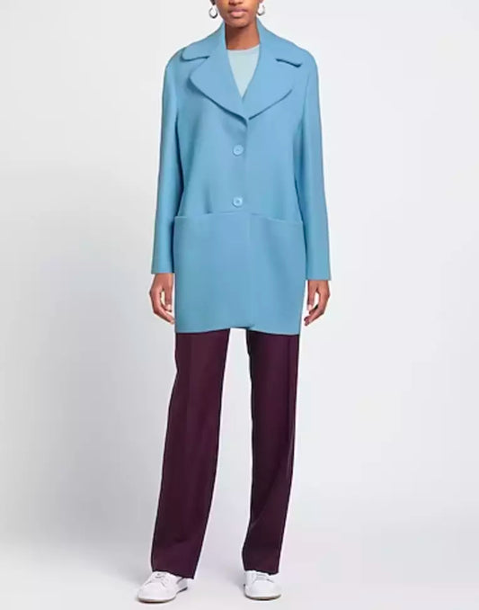 Love Moschino Elegant Light Blue Wool Coat