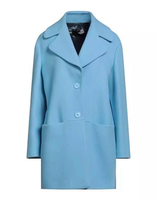 Love Moschino Elegant Light Blue Wool Coat