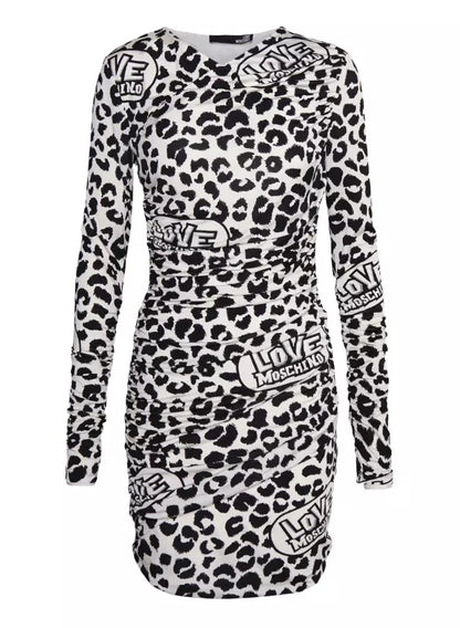Love Moschino Chic Red Leopard V-Neck Ruffle Dress