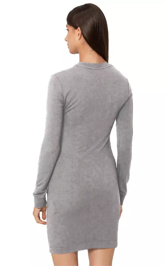 Love Moschino Chic Gray Cotton Blend Dress with Logo Detail