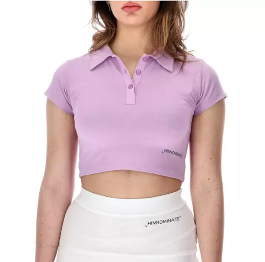 Hinnominate Elegant Bielastic Purple Polo with Logo Print