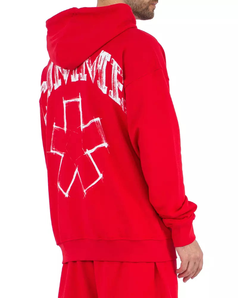 Comme Des Fuckdown Chic Pink Hooded Cotton Sweatshirt with Bold Graphics