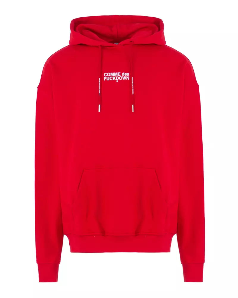 Comme Des Fuckdown Chic Pink Hooded Cotton Sweatshirt with Bold Graphics