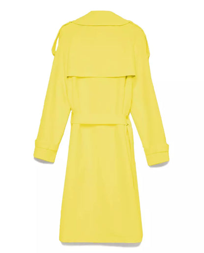 Hinnominate Elegant Double-Breasted Trench Coat in Yellow