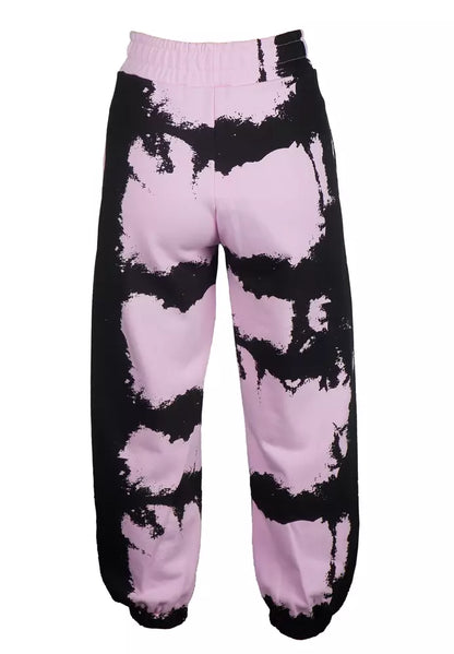 Comme Des Fuckdown Chic Pink Print Cotton Track Pants