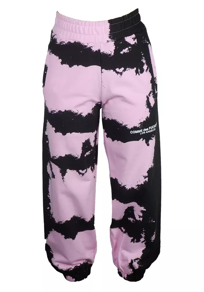 Comme Des Fuckdown Chic Pink Print Cotton Track Pants