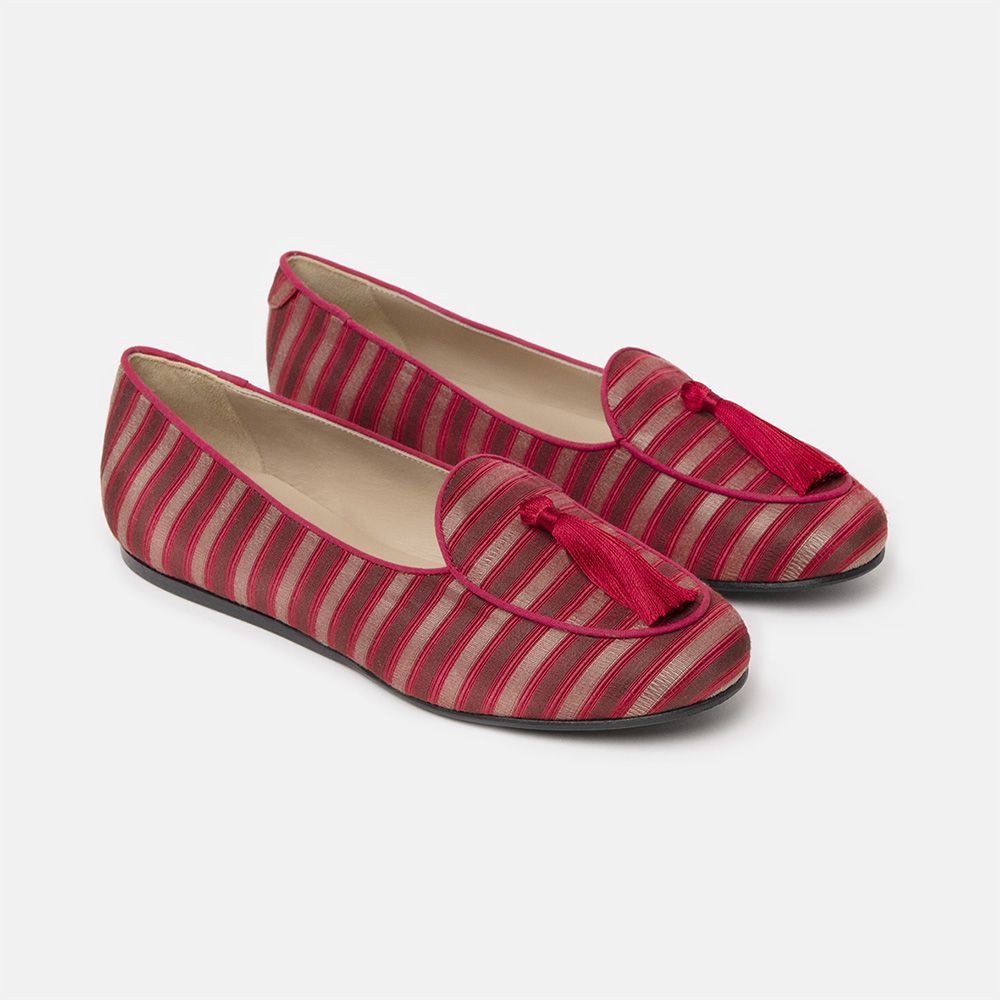 Charles Philip Red Silk Tassel Moccasins - Unisex Elegance