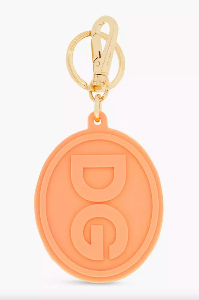 Dolce & Gabbana Elegant Orange Keychain with Gold Hardware