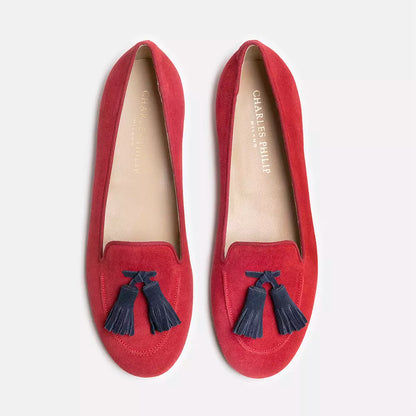 Charles Philip Elegant Suede Tasseled Moccasins