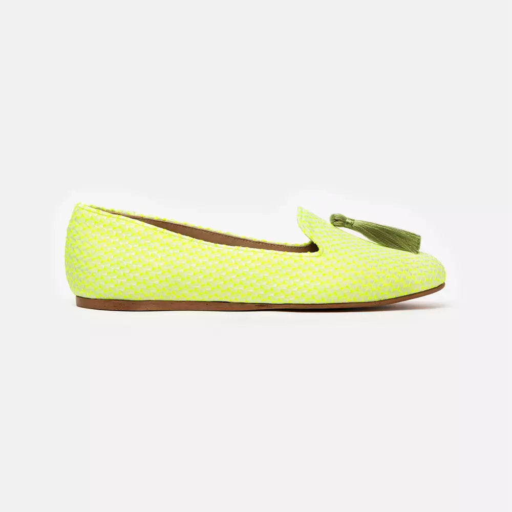 Charles Philip Elegant Yellow Silk Alba Loafers