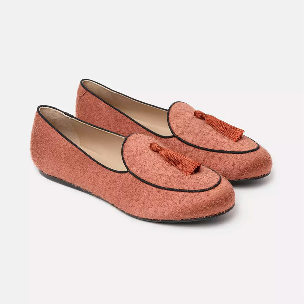 Charles Philip Elegant Rust Silk Tassel Loafers