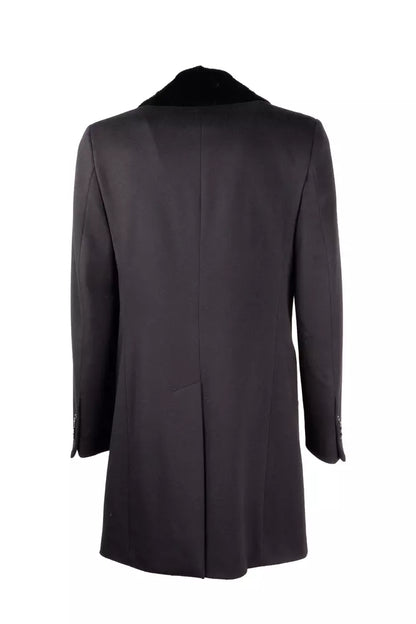 Made in Italy Elegant Virgin Wool Coat with Mink Fur Collar