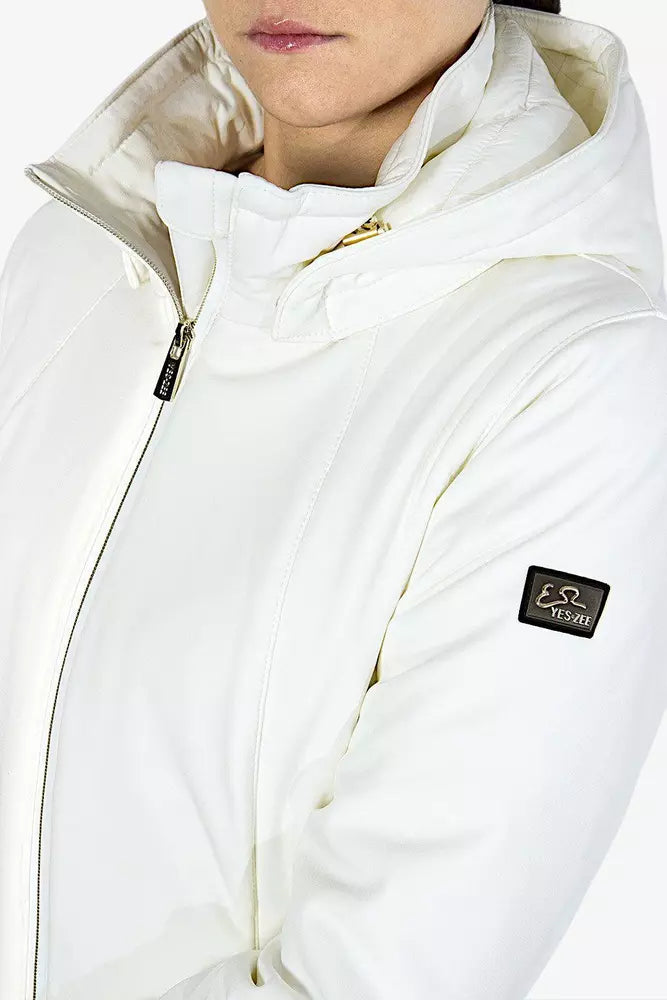 Yes Zee Elegant White Softshell Down Jacket