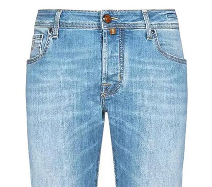 Jacob Cohen Elegant Faded Light Blue Stretch Jeans