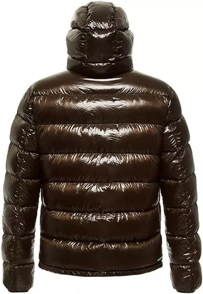 Centogrammi Reversible Hooded Down Jacket in Brown and Black