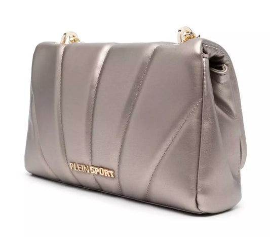 Plein Sport Chic Beige Crossbody Bag with Gold Chain Accent