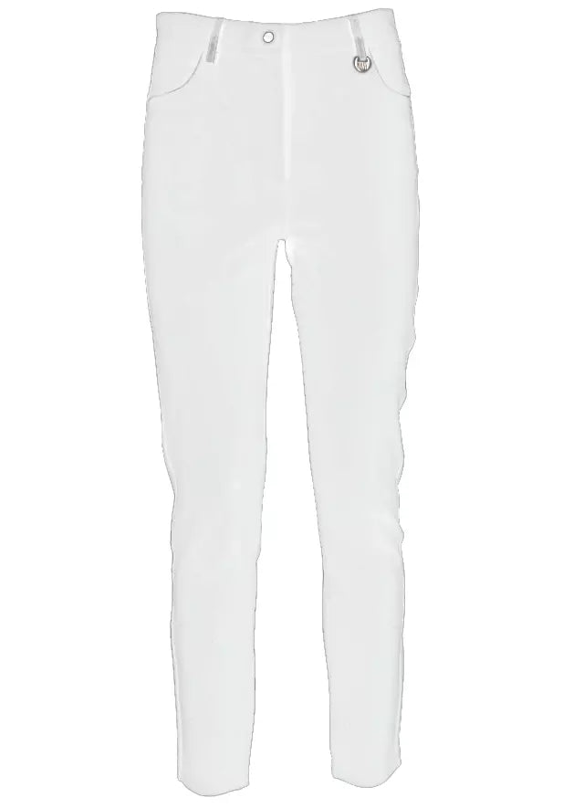 Yes Zee Chic White Slim-Fit Milano Stitch Trousers