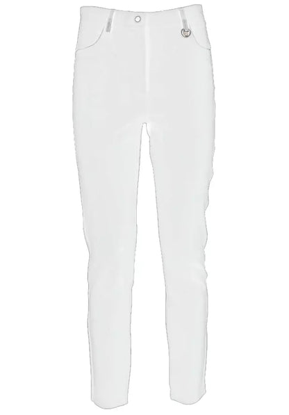 Yes Zee Chic White Slim-Fit Milano Stitch Trousers