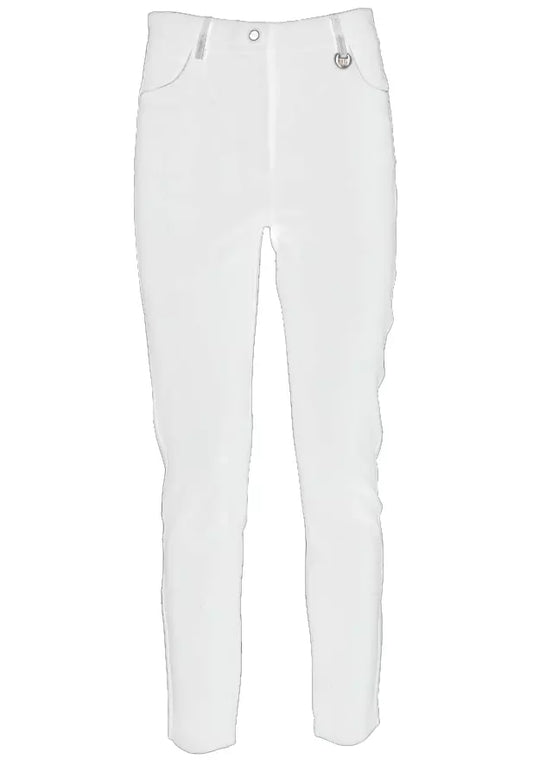 Yes Zee Chic White Slim-Fit Milano Stitch Trousers