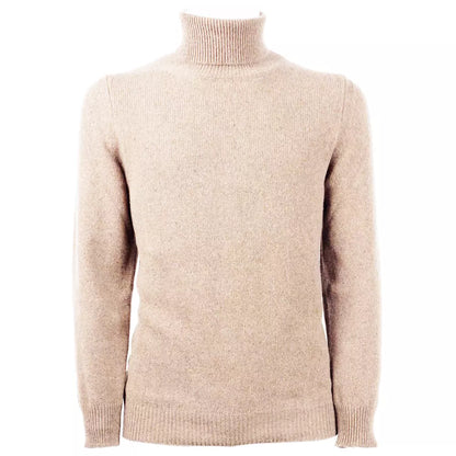 Emilio Romanelli Elegant Beige Cashmere Turtleneck Sweater