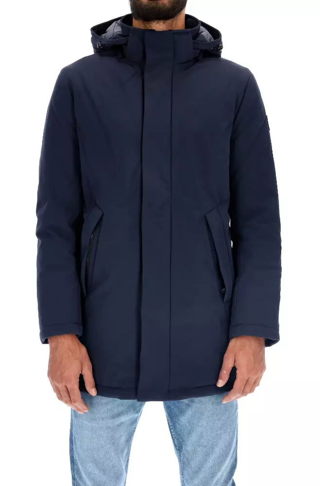 Refrigiwear Chic Blue Padded Parka with Removable Hood