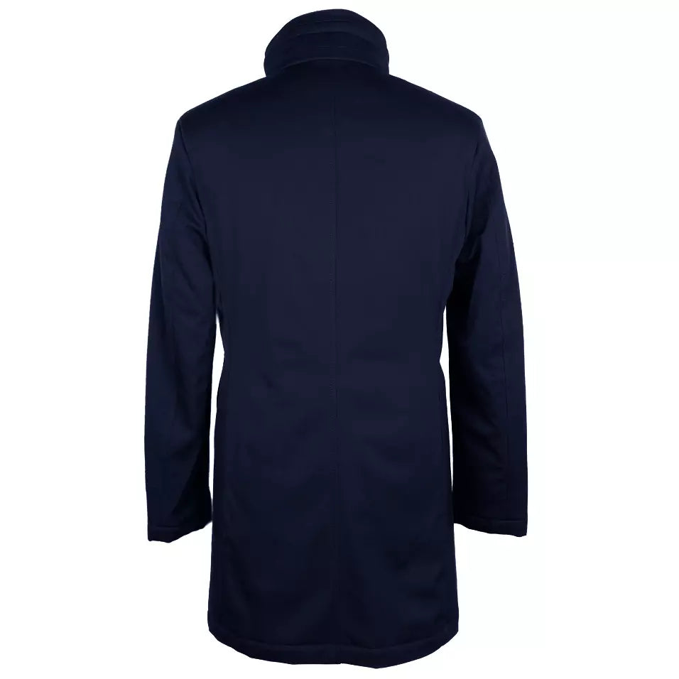 Made in Italy Elegant Blue Virgin Wool Storm System Coat