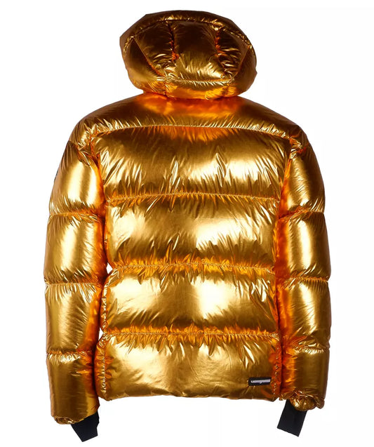 Centogrammi Exquisite Golden Puffer Jacket with Hood