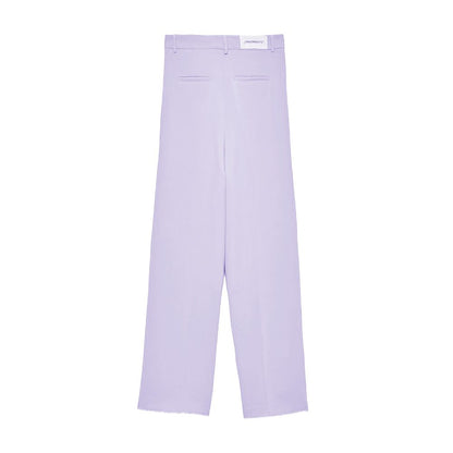 Hinnominate Elegant Purple Straight Crepe Trousers
