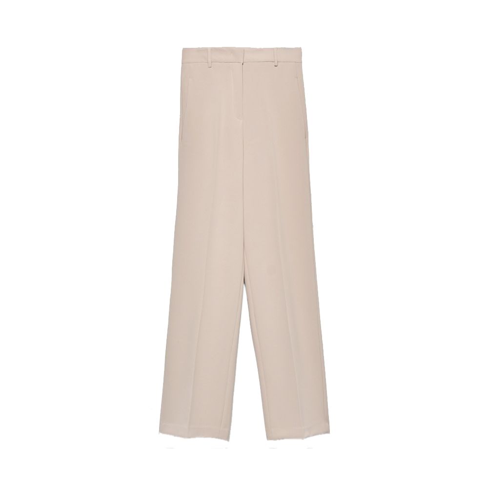 Hinnominate Elegant Beige Crepe Straight Trousers