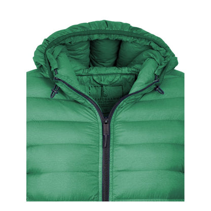 Centogrammi Chic Hooded Down Nylon Jacket in Lush Green