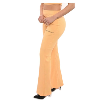 Hinnominate Flared High-Waist Ribbed Trousers in Orange