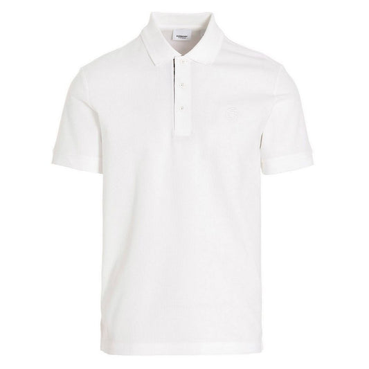 Burberry Elegant White Pique Cotton Polo Shirt